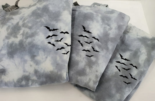 Tie dye Bats Embroidered Crewneck